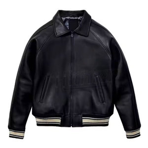 Veste en cuir pour motard homme, qualité supérieure, vente directe d'usine, coupe-vent, col montant, fermeture éclair, collection hiver - Product Image 1