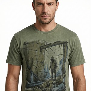 Custom Printed T Shirt Men Dark Green Graphic Tee Horror Skull Design <b>Tshirt</b> Manufacturer High Quality 100% Cotton Mens T-shirts - Product Image 5