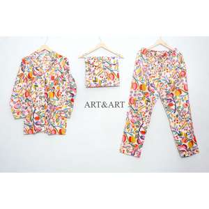 Conjunto de Pijama y Camisa de Algodón con Estampado Floral de Verano Hecho a Medida para Mujer, de Secado Rápido y Transpirable, con Bolsa de Transporte a Juego - Product Image 5