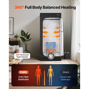 Tenda Sauna a Vapore Portatile per Casa, per 1 Persona, Versione Migliorata con Vaporizzatore e 1 Sedia Pieghevole, Telecomando Incluso - Product Image 2