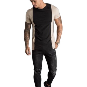 T-shirt en coton à manches courtes pour hommes Slim Fit Nouveau design de mode Col rond avec maillot imprimé à panneau de couleur contrastée - Product Image 6