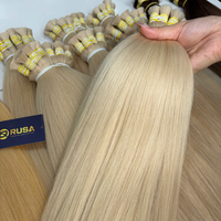 Extensions de cheveux naturels vietnamiens RUSA en vrac, pointes pleines, couleur blond décoloré 613, pour installation