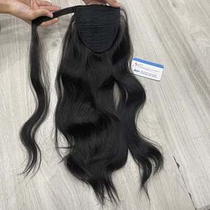 Nouveau produit Extensions de cheveux de queue de cheval ondulés naturels couleurs noires 100% cheveux humains vietnamiens de qualité supérieure - Product Image 4
