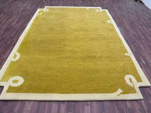 Alfombra de lana amarilla hecha a mano, alfombra de lujo de color sólido estilo Plan Eige, ecológica, para sala de estar y dormitorio infantil. - Product Image 3