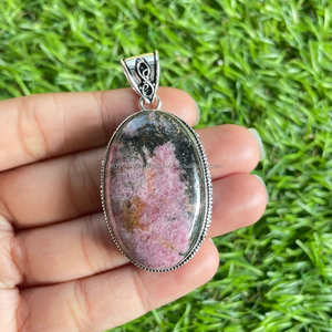 Colgante de Plata de Ley 925, colgante Vintage, hermosa joyería de rodonita, colgante de piedras preciosas, joyería hecha a mano, regalo de compromiso - Product Image 4