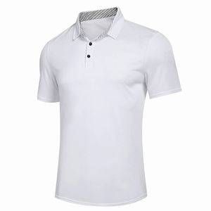 Polo de golf blanc pour homme, coupe slim, 100% coton et polyester, idéal pour l'été, polo uni. - Product Image 4