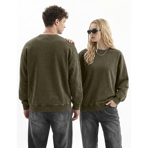 Sudadera de cuello redondo extragrande negra con lavado ácido para hombre, estilo vintage, manga larga, OEM ODM, colección 2026 Harry Johnson Production - Product Image 3