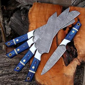 Juego de Cuchillos de Chef de Acero de Damasco de 5 Piezas Hechos a Mano de Alta Calidad con Mango Personalizado y Borde Dentado Afilado para Múltiples Usos - Product Image 4