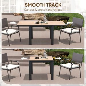 Tavolo da Pranzo Esterno Espandibile da 180 cm per 4-6 Persone, Tavolo Pieghevole da Patio in Alluminio con Piano Effetto Legno Naturale 90 cm - Product Image 5
