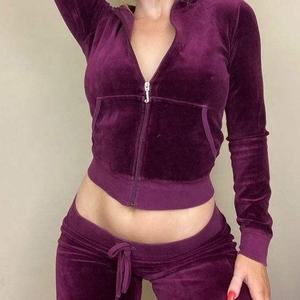 Nuevo Conjunto Deportivo para Mujer, Pantalones Deportivos Acampanados, 2 Piezas, Traje Deportivo con Pedrería, Chándal de Terciopelo para Correr - Product Image 4