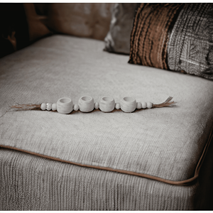 Lo último en decoración del hogar, candelabro blanco con cuentas modernas, linterna hecha a mano, 6 cuencos pequeños, Sección de madera de Mango para Navidad - Product Image 5