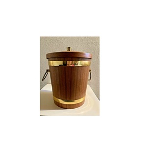 Cubo de hielo de doble pared de madera y metal para bar, hotel, hogar, fiestas, diseño rústico con asas de metal para bebidas en fiestas. - Product Image 4