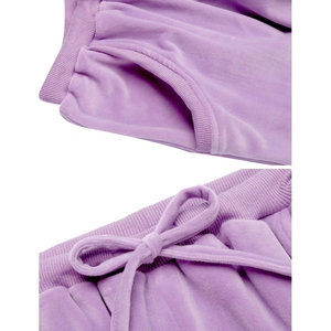 <b>Women</b> <b>Purple</b> Hooded <b>Tracksuit</b> Full Sleeve Solid Color Casual Winter Wear Elastic Waist Regular Fit Lightweight Reversible - Product Image 4
