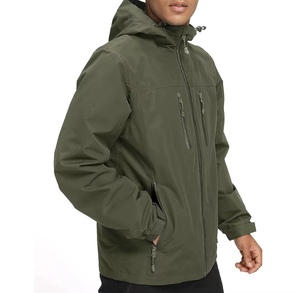 Blouson bomber coupe-vent à capuche pour homme, couleur unie, fermeture éclair, vêtement décontracté pour l'extérieur, automne, coupe régulière, extérieur en polyester - Product Image 4