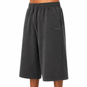 New Arrival Custom 100% Cotton <b>Baggy</b> Solid Mid Waist Breathable Heavyweight Fleece Jogger <b>Shorts</b> <b>Mens</b> Plus Size OEM - Product Image 2
