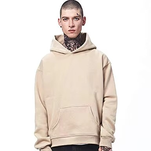 Sweat à capuche personnalisé 100% coton épais, pull-over blanc avec bande latérale noire, en molleton bouclette, pour homme, vente en gros, vierge - Product Image 3