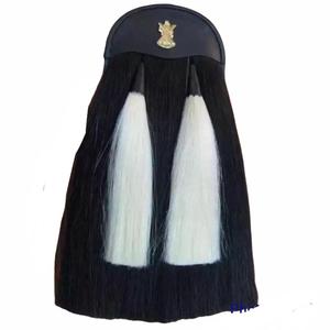 <b>Black</b> <b>Watch</b> Real Horsehair Kilt Sporran, a traditional Scottish Highland dress accessory features a gold bullion hair sporran - Product Image 3