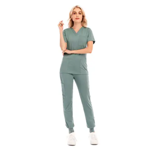 Conjunto de Uniforme Médico para Mujer, Top con Cuello en V y Pantalones Jogger, Algodón y Poliéster, Colores Personalizados, Alta Calidad - Product Image 4