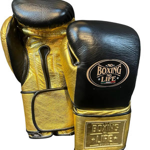 Gants de boxe professionnels en cuir de vachette à lacets, rembourrage épais à 4 couches, doigts entièrement protégés, évacuation de l'humidité - Product Image 1