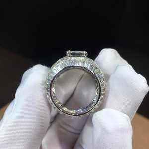 Bague Exquise Personnalisée en Moissanite Baguette Sertie, en Argent Sterling 925 Plaqué Or, Style Hip Hop, Bague de Luxe Tendance, Idéal Cadeau - Product Image 3