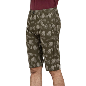 Shorts d'été pour hommes à succès – Bermuda imprimé motif feuilles vert olive, décontracté, taille mi-haute, avec boutons et poches - Product Image 1