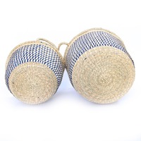 Ensemble de 2 paniers Bolga en jonc de mer, faits à la main, paniers de rangement, vente en gros, écologiques, fabriqués au Vietnam