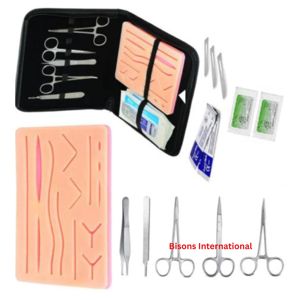 Wholesale Manual Medical <b>Suture</b> Training <b>Kit</b> Silicone Skin Pad with Needle Holder Forceps Scissors - Product Image 2
