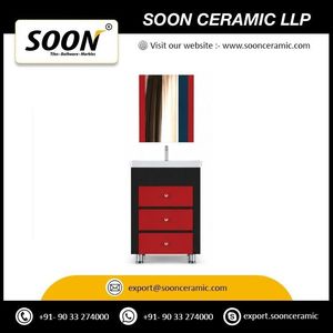ตู้ห้องน้ำ SOON Modern Antiqa พร้อมกระจก อ่างเซรามิก ทาสีขาว PVC แบบตั้งพื้น ขนาด 58 x 44 x 76 ซม. - Product Image 4
