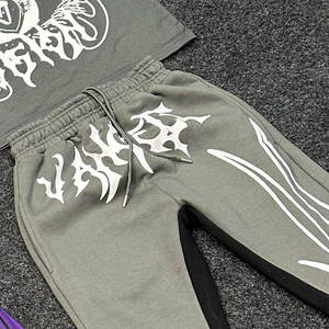 Conjuntos de sudadera con capucha de dos piezas de felpa francesa de algodón ligero estampados para hombre, estilo vintage lavado, oversize, efecto desgastado por el sol, color liso, ropa urbana personalizada - Product Image 5