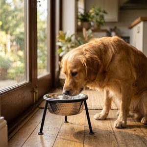 Bol pour animaux de compagnie fait main en acier inoxydable 304 noir mat de 18 cm avec support surélevé Bhoomi pour la décoration intérieure et les hôtels - Product Image 1