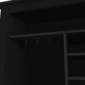 Mobile bar con un ripiano aperto e sei scomparti per bottiglie, design a castello, finitura nero wengue - Product Image 2