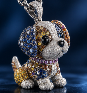 Cute <b>Dog</b> Pendant <b>Necklace</b> Colorful Rhinestone Puppy Charm Link <b>Chain</b> Animal Jewelry Gift - Product Image 3