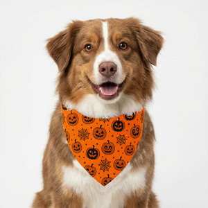Bandanas d'Halloween pour chiens et chats, foulard imprimé citrouille effrayante, accessoire de costume personnalisé en gros - Product Image 2