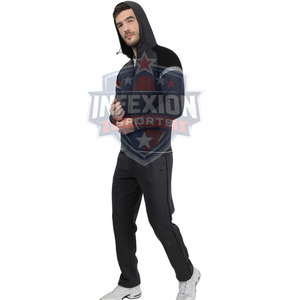 Survêtement à capuche pour homme, manches longues, couleur unie, fermeture éclair, vêtement décontracté, respirant, polyester et coton, coupe classique, automne - Product Image 4