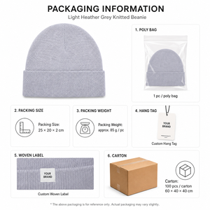 Gorros de punto personalizados unisex de poliéster y algodón con puño, lisos, tejidos a mano, estilo imagen, de tela común para adultos - Product Image 3