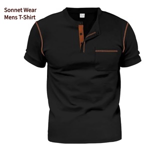 เสื้อยืดผู้ชายแบบมีกระเป๋า สวมใส่สบาย เนื้อผ้านุ่ม สีพื้น - Product Image 1