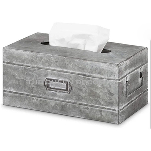 Rectangle Shape Metal Tissue Holder Tissue Box Cover <b>Swivel</b> Handle Farmhouse Decoration Galvanized Tissue Box - Product Image 1