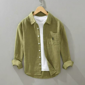 Camisa de Hombre 2026, Camisas Holgadas de Manga Larga para Hombre, de Algodón y Lino, de Color Sólido, Baratas - Product Image 5