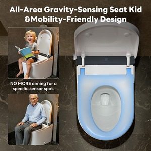 Inodoro inteligente para baños, inodoro de una pieza alargado, 1.12 GPF, descarga dual automática, altura de asiento ADA, asiento con calefacción - Product Image 2