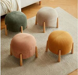 Nordic Style Wooden Ottoman <b>Footrest</b> Stool with Soft Cushion Seat for Home Decor and Lounge Use - Product Image 4