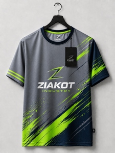 เสื้อยืด ZIAKOT รุ่นใหม่ ดีไซน์พิเศษสำหรับผู้ชาย สีเทา-เขียวนีออน-กรมท่า สำหรับออกกำลังกาย - Product Image 1
