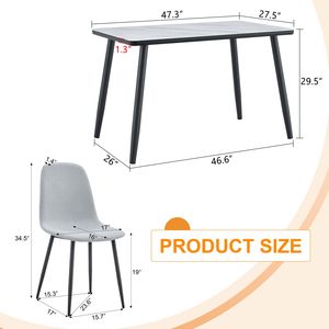 Tavolo da Pranzo Moderno Bianco con Effetto Marmo, Piano in Vetro, Base Inferiore in MDF Nero e Gambe in Metallo Nero, Set Tavolo e Sedie - Product Image 4