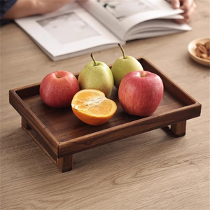 Plateau à fruits en bois brun rustique, plateau de service en bois naturel pour fruits, collations, table à manger, cuisine, maison et restaurant - Product Image 2