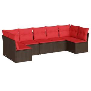 Ensemble de canapés de patio en polyrotin marron 7 pièces avec coussins, ensembles de jardin - Product Image 2