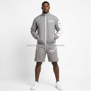 Windbreaker Set OEM Highquality Windbreaker Jacket & <b>Shorts</b> Set with Applique Patches and Letter Print Streetwear Hip Hop - Product Image 1