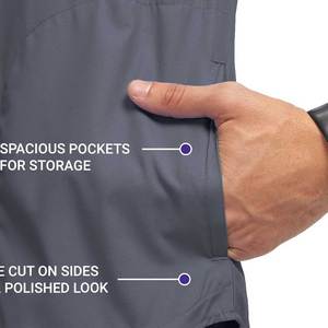 Ensemble de blouses médicales grises pour hommes en polyester tissé, pantalon inclus - Product Image 5