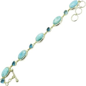 Nouveauté : Bracelet en argent sterling 925 avec larimar et topaze bleue, serti de maillons, classique, pour femme, à porter au quotidien, bijoux fins - Product Image 5