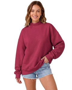 Sudadera Oversize de Cuello Alto para Mujer, Color Liso, Hombros Caídos, Manga Larga, Forro Polar, con Bolsillos, para Otoño - Product Image 1