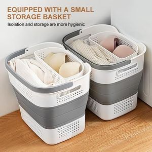 Cesto per Bucato Pieghevole e Richiudibile con Piccola Maniglia, Design Salvaspazio per Dormitori, Case e Lavanderie - Product Image 3