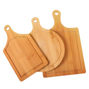 Tabla de Cortar Moderna de Madera Maciza para Alimentos, Tabla Redonda Creativa de Bambú para Cortar Pizza y Pan, Tabla de Cocina con Asa - Product Image 1